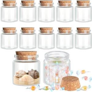 Patelai 48 Pack Small Glass Jars with Cork Stoppers Mini Potion Bottles Clear Empty Glass Bottles for DIY Art Crafts Message Decoration for Wedding Birthday Gifts Party Favors (50 ml/1.7 oz)