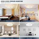 VOLISUN Low Profile Ceiling Fans with Lights and Remote, 19.7in Fandelier Ceiling Fan Flush Mount, 3000K-6500K Smart Bladeless LED Fan Light, White Modern Ceiling Fans with Lights for Bedroom