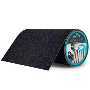 Lifegrip Anti Slip Traction Tape, 12 Inch x 38 Foot Friction Tape - Best Grip, Abrasive Adhesive for Stairs, Tread Step, Indoor, Outdoor (Friction Tape, 12" X 38') (Black)