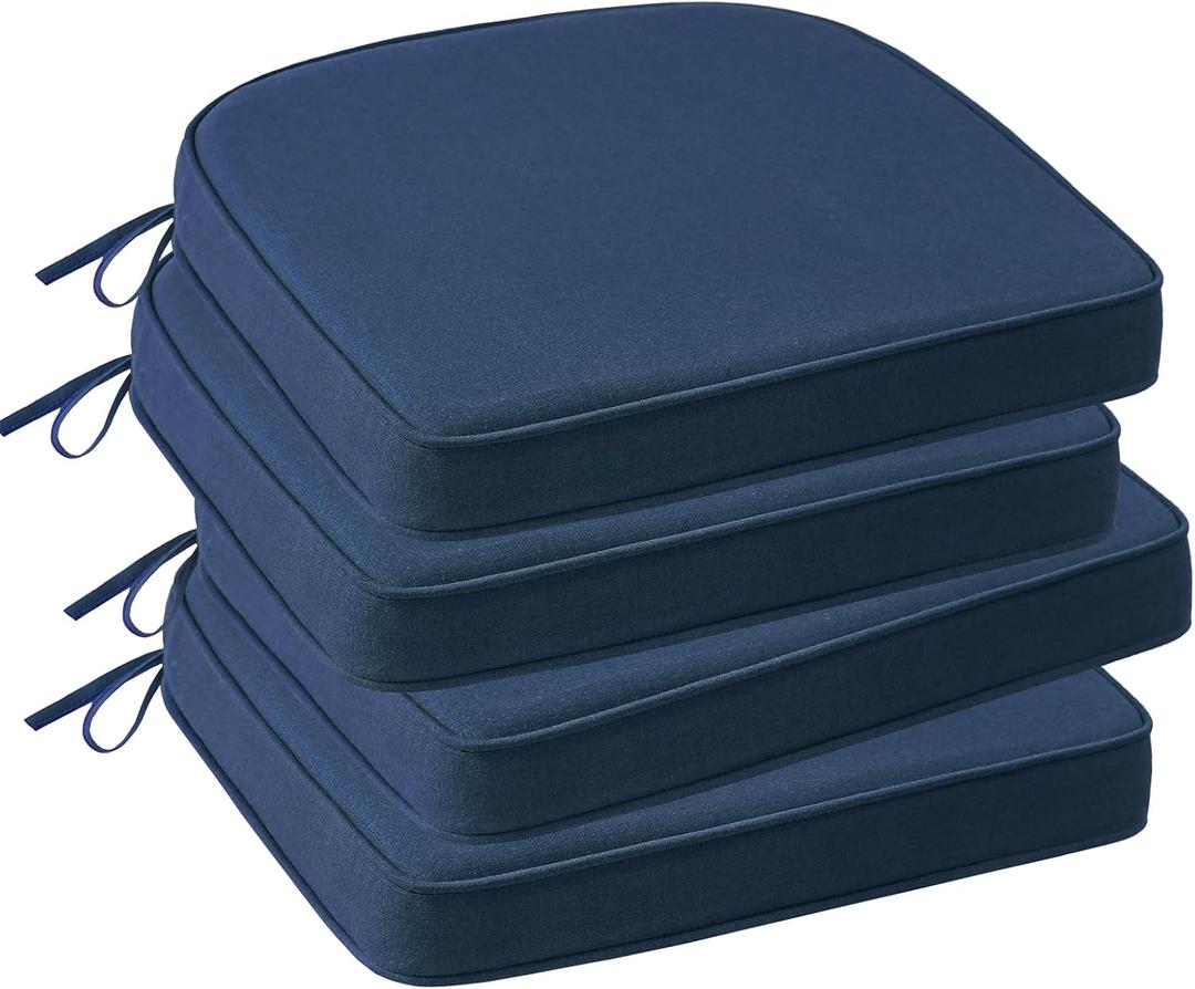 Outdoor Sunbrella Round Corner Seat Cushion, 17"x16"x2", Set of 4, Non Slip Seat Cushion Pads with Removable Cover for Patio Furniture, Garden Yard Lawn, Spectrum Indigo