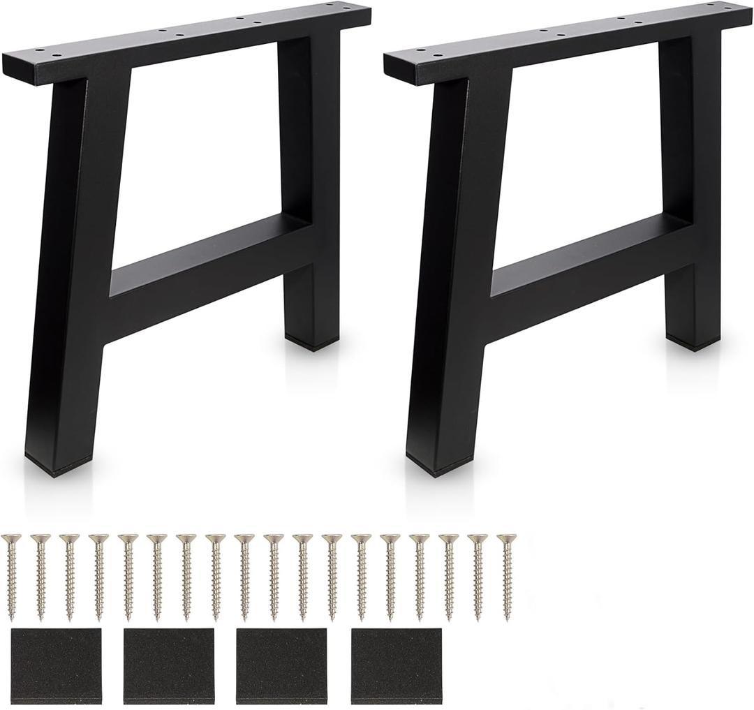 16 Inch H-Shape Bench Legs Metal Table Legs Coffee Table Legs Desk Legs DIY Furniture Legs, Set of 2, Black