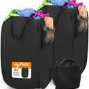 Upgraded Polyester Pop-up Laundry Hamper 2 Pack, 70L(18.5 Gal) Laundry Basket with Durable Handles Solid Bottom High Carbon Steel Frame and Side Pocket, Easy to Open Fold Flat for Storage