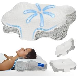 Cervical Memory Foam Pillow for Neck Support, Ergonomic Contour Pillow for Back and Side Sleepers, Breathable Slow-Rebound Foam, Cloud-Like Comfort (2, White)