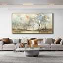 VHMING Abstract Wall Art Artwork Retro Trees Pictures Decor Canvas Painting Framed Ready to Hang Living Room Bedroom and Office Wall Decor 20x40 Inch (20L" x 40W", Light Color)