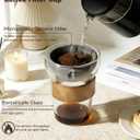 Pour Over Coffee Maker Set with Reusable Microporous Ceramic Coffee Filter, No Paper Filters Needed, Heat-Resistant Handle Borosilicate Glass Coffee Pot, Ideal for Ground Coffee