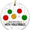 5 x Volleyball Ornament 2025  White Elephant Gift, Deck The Halls with Volleyballs Ceramic Holiday Decoration  Gift for Volleyball Players, Coaches, Fans & Teams