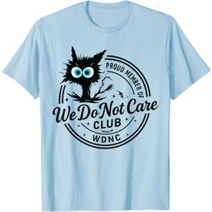 We Do Not Care Club Funny Black Cat Sarcastic Women's WDNC T-Shirt, Size XL