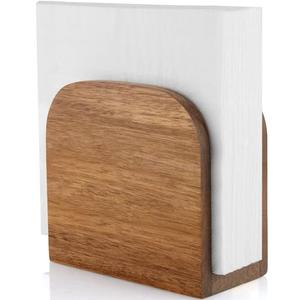 ALELION Acacia Wood Napkin Holder for Table, Wooden Upright Napkin Holders for Kitchen, Standing Napkin Dispenser for Kitchen Dining Room Party Cocktail Outdoor Use