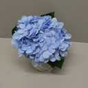 Flower Table Centerpieces - Set of 6 Floral Arrangement Artificial Wedding Hydrangeas Floral Arrangement with Rustic Metal Vase for Bridal Tea Party Event Decorations - Pastel Blue