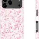 DEENAKIN for iPhone 17 Pro Max Case - Wireless Charging Compatible - Dual-Layer Hard Shell & Silicone Cover - Protective Phone Case with Trendy Cute Designs for Women - Dainty Pink Blossom