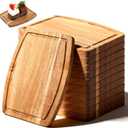 10 Pcs Acacia Wood Cutting Board Bulk, 8"x6" Mini Charcuterie Boards bulk with Groove Chopping, Small Wooden Dinner Plates Charcuterie Board for Pizza, Bread, Fruit, Vegetables or Laser Engraving