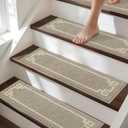 BEQHAUSE Stair Treads for Wooden Steps Non Slip Washable Carpet Stair Treads with Reusable Residue Free Backing Soft Polyester Stair Rugs Indoor for Kids Elders and Dogs, 15pcs,Taupe