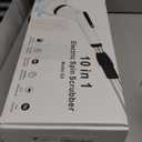 Electric Spin Scrubber, Dreazu IPX7 Shower Scrubber with 7 Replaceable Brush Heads & Retractable Handle, 2-Speed Adjustable Shower Cleaner for Bathroom, Bathtub, Kitchen, Tile Floors (White&black)