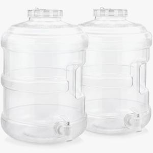 3 Gallon 2 Pack Beverage Dispenser, Large Plastic Drink Container with Spigot and Lid for Parties, Lemonade, Iced Tea, Juice & Aguas Frescas