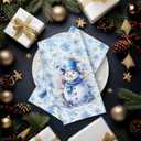 Chicimln Blue Winter Christmas Kitchen Towels, Christmas Snowman Bird Decorative Hand Towels for Bathroom, Winter Snowflake Xmas Dish Tea Towel Drying Cloth for Kitchen Decor, 16x24 Inch Set of 2