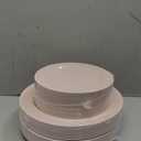 FLOWERCAT 100PCS Pink Plastic Plates - Heavy Duty Pink Party set Disposable serve for 50 guests -10.25inch Dinner + 7.5inch Dessert/Salad Plates for Easter,Mother's Day