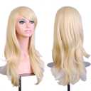 BERON Light Blonde Wigs 28 Inches Blond Wig Long Wavy Blonde Wig Cosplay Costume Wigs Wig Cap Included