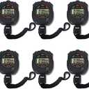 6 Pack Multi-Function Electronic Digital Sport Stopwatch Timer, Large Display with Date Time and Alarm Function, Suitable for Sports Coaches Fitness Coaches and Referees