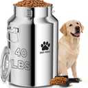 40Lbs Large Metal Dog Food Storage Container, Stainless Steel Dog Food Storage Tank, Multifunctional Storage Bin with Lid and Spoon, Food Storage Container for Big Dogs, Keep Fresh, Easy to Clean