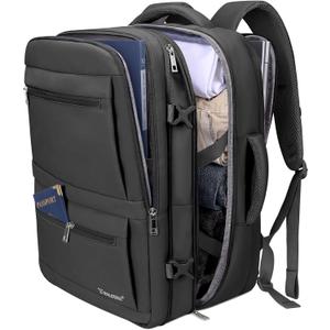 BALEINE Travel Backpack for Women Men, Large Sturdy Carry On Laptop Backpack Gifts for Business, Casual, Weekender, Hiking (XL, Black)
