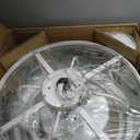 White Caged Ceiling Fans with Lights, 20'' Mid Century Chandelier Ceiling Fan with Light and Remote, Low Profile Ceiling Fan with 6 Speeds for Bedroom Nursery Kitchen
