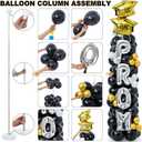Hungdao 2 Set Prom 2026 Balloon Column Stand Kits with 174 Balloons 6.6ft Black Gold Balloon Tower Stand Kit with Base 2026 Graduation Adjustable Decorations for Grad Party Decor Supplies