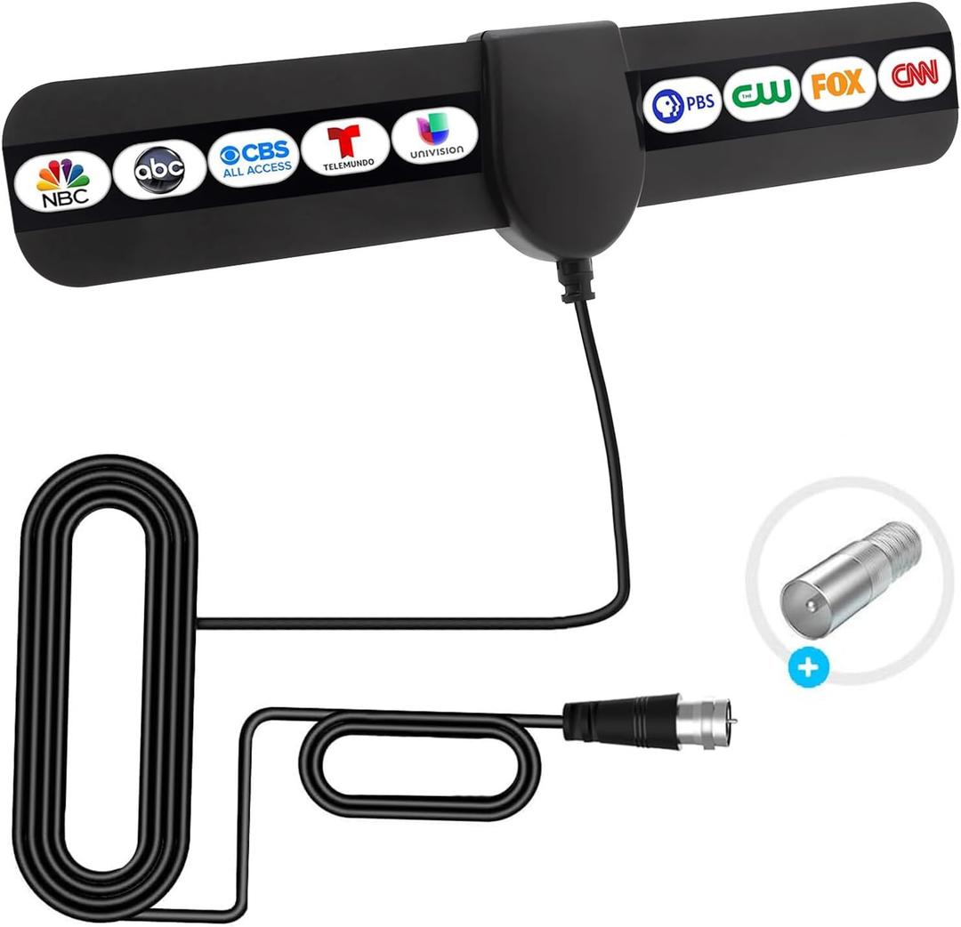 Antenna TV Digital Indoor,360Reception,Support 4K 1080p, Detachable Signal Amplifier-Signal Booster,10ft Coaxial HDTV Cable, Portable HD TV Antenna