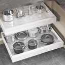 2 Pack Pull Out Cabinet Organizer 18" Deep,Full Extension 3 Slide Rails Slide Out Drawers With Raising Pad for Framed Cabinets,Expandable Width (15.4"-26.2"),No Drill Roll Out shelf,White