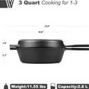 VORRINGARD Pre-seasoned Cast Iron Double Dutch Oven Pot with Skillet Lid, for Bread Baking, Outdoor, Campfire Cooking, 3 Quart