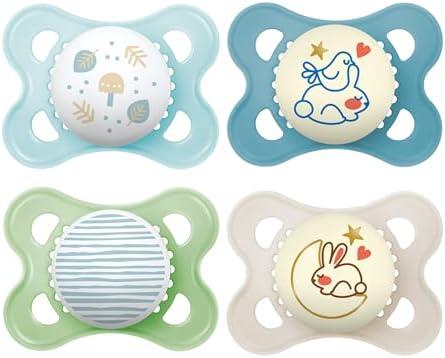 MAM Original Day & Night Pacifiers, Binky Pacifier for 0-6 Months, BPA-Free Silicone, Glows in The Dark, Best for Newborn Babies, Developed with Medical Experts, 4 Count Binkies