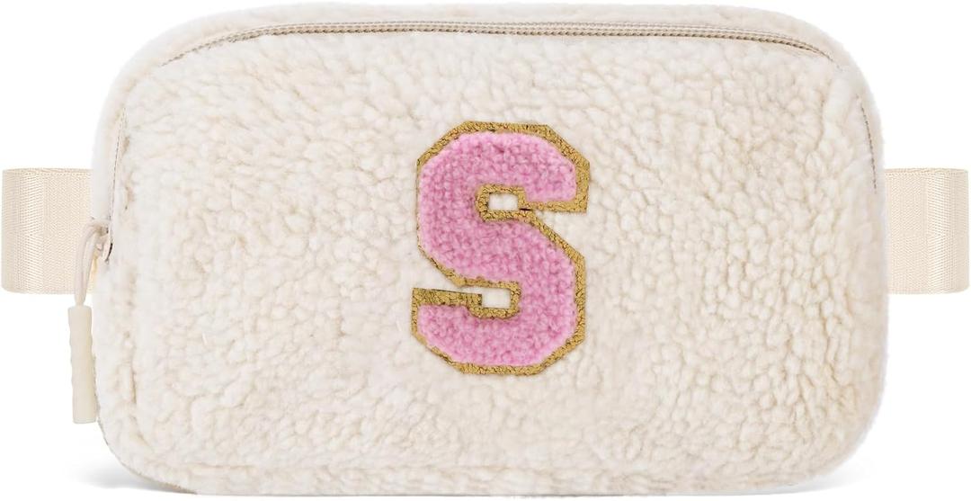 Uygafly Birthday Graduation Gifts for 5 6 7 8 9 10 11 12 13 14 15 16 Year Old Girl,Initials Fanny Pack Crossbody Bag for Girls Kids,Trendy Cute Purse Stuff - S,Cream