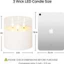 Eywamage 3 Wick Clear Glass Flameless Candle with Remote, Large Flickering LED Battery Pillar Candle 6" H 6"