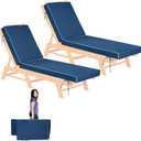 72 x21 x4 Inch Chaise Lounge Cushions Outdoor, 6 Ties and 2 Handles, Removable Waterproof Fade Cover, Patio Lounge Chair Cushion for Outdoor Lawn Deck Pool Furniture,2Pcs, Blue White Piping