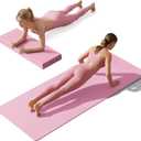 Foldable Yoga Mat Non Slip, Pilates Fitness Mats, 72" x 24" Extra Width Thick, Anti-Tear Exercise Mat with Carrying Strap and Bag, Workout Mats for Stretching,Yoga Studio,Gym or Home Workouts Pink