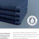 Navy Blue Bathroom Wash Cloths for Face Body & Showering, 4-Pack - Silver Infused 100% Organic Cotton Luxury Washcloths, 600 GSM, 12.9"x12.9" - Soft Thick Lint-Free Bath Wash Cloth Set