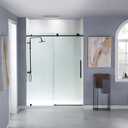 Woodbridge Frameless Sliding Shower, 56"-60" Width, 76" Height, 3/8" (10 mm) Clear Tempered Glass, Black Finish, Designed for Smooth Door Closing. MBSDC6076-MBL, 60"x 76" Matte Black