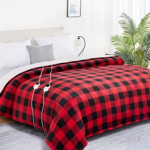 Homemate Electric Blanket Heated King Size - 100x90 Ultra Soft Cozy Flannel Heating Blanket with 10 Fast Heat Levels 8 Hours Auto Off Over-Heated Protection ETL Certification Keep Warm in Home
