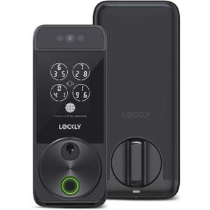 Lockly Visage Zeno Series Smart Lock, Facial Recognition & Fingerprint Keyless Entry Door Lock, Built-in Wi-Fi Deadbolt with Apple Home Key, PIN Genie Keypad, App Remote Control, Easy Installation (Matte Black)
