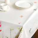 Maison d' Hermine Table Cloth Square Table 100% Cotton 60 x 60 Inches Tablecloth Reusable Decorative for Dining Kitchen Room Farmhouse Home Gifts for Mothers Day Spring Summer - Botanical Fresh