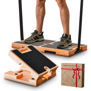 Wooden Fitness Board,180 foldable,resistance band board with honeycomb anti-slip design,natural pine exercise step platform for Band Training, Stretching, and Full-Body Home Gym