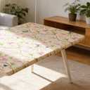 Rectangle Picnic Table Cloth, Elastic Waterproof Fitted Vinyl Tablecloths for 4 Foot Tables, Wipeable Flannel Backed Table Covers for Dining, Camping, Outdoor(Pink Flower,24"x48")