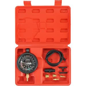 Vacuum and Fuel Pump Tester Gauge Kit | Gauge Leak Carburetor Pressure Diagnostics Tool Kit (Red)