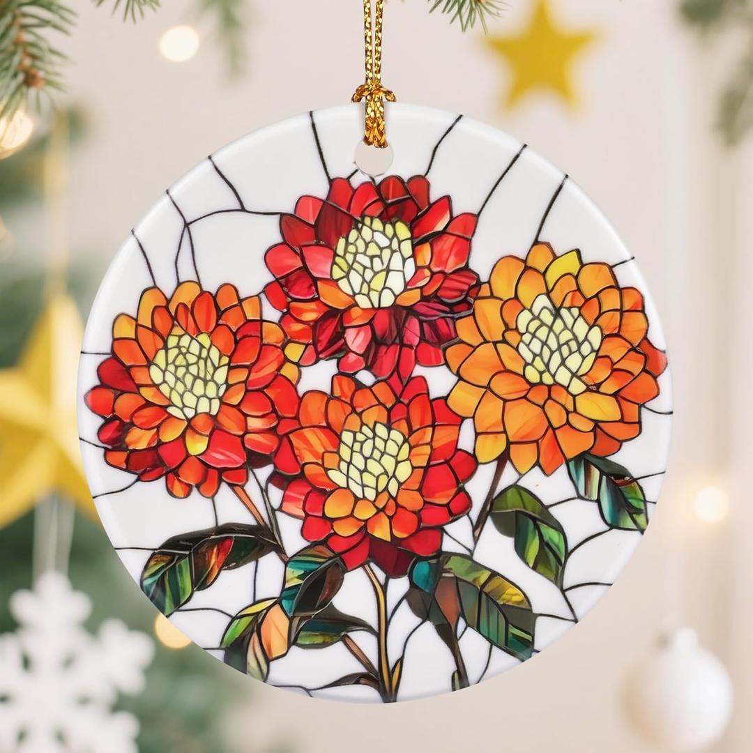 Birth Flower Christmas Tree Decorations, Christmas Ornaments, Keepsake Ornaments, Holiday Decor, Holiday or Xmas Gift, Birthday Gift, Gifts for Flower Lovers - Gifts for People Born in October