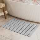 Foldable Stone Bath Mat, Quick Dry Stone Drying Mats for Bathroom, Super Absorbent Rollable Bath Mat, Non Slip, Large Diatomaceous Earth Dish Drying Mats for Kitchen Counter, 23.5 x 15.4in (Light Gray)