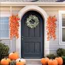 Artificial Fall Flowers for Outdoor, 4 Pcs Faux Pansy Fake Mums Plant Hanging Flowers Outdoor Fall Decor, UV Resistant No Fade Silk Flower for Front Door Porch Planter Patio Yard Garden(Orange)