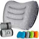 Crisonky Camping Pillow - Inflatable Pillow - Travel Pillows for Backpacking & Airplane, Lumbar Support 2.0 Blow Up Pillow, Ultralight Compressible, Comfortable, Ergonomic Pillows (Light Grey)