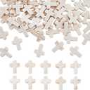 100pcs White Turquoise Cross Spacer Beads 12x16mm Semi Precious Stone Bead Easter Cross Gemstone Loose Beads for Jewelry Making Charms Beading Bracelets Necklaces Earrings Crafts