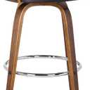 Armen Living Sonia 26" Seat Height Mid Century Modern Swivel Bar Stool for Kitchen Island Counter in Brown Faux Leather and Walnut Wood