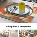 Orange Placemats for Dining Table Set of 6 Modern Art Abstract Painting Place Mats Washable Linen Placemat for Kitchen Home Dinner Party Decor 18x12 Inches