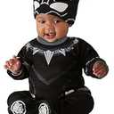 MARVEL Black Panther Official Infant Deluxe Costume - Printed Jumpsuit with Booties and Mask Cap 6 - 12 months